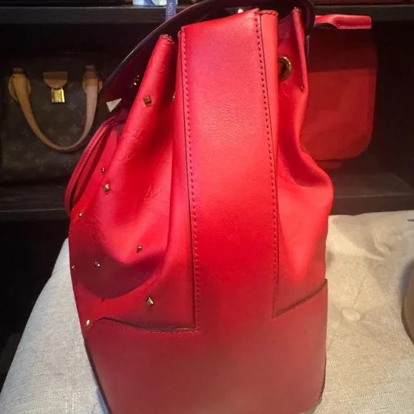 MCM Claudia Red Leather Backpack - Picture 2 of 6